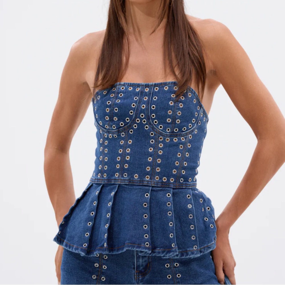 New Akira SOFIA DENIM CORSET WITH GROMMET - Picture 3 of 15